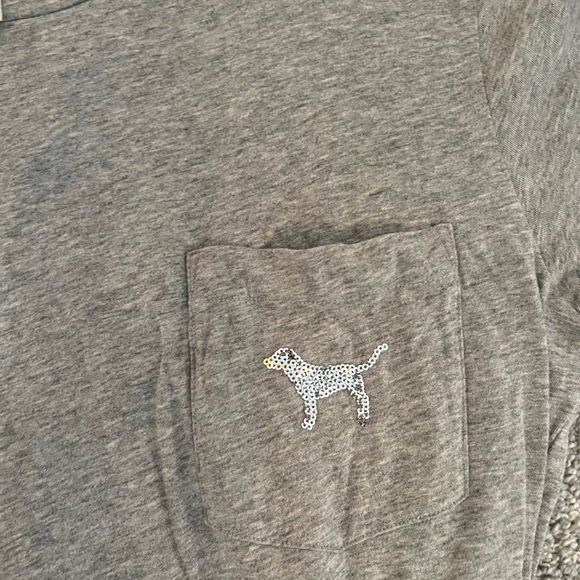 Victoria’s Secret PINK gray v-neck tank top tee size small - Picture 2 of 5